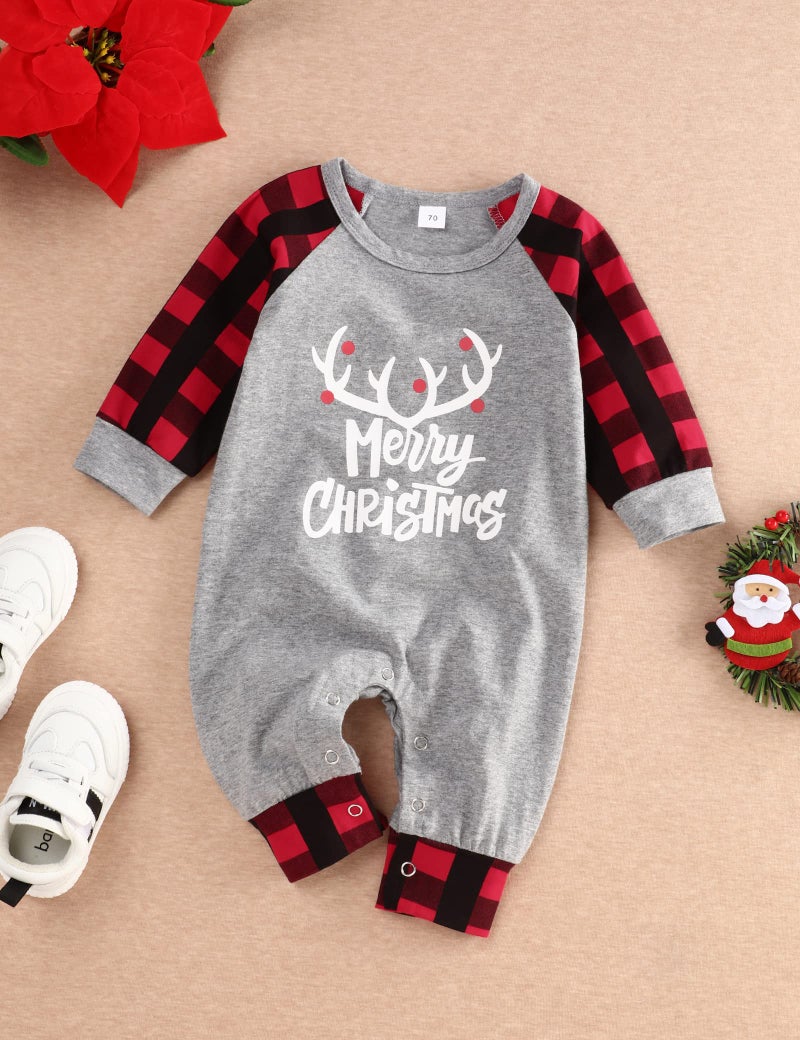 Hipea Newborn Baby Boy Christmas Clothes My First Christmas Outfit Plaid Romper Sleeve Jumpsuit Infant Outfit - Image 4